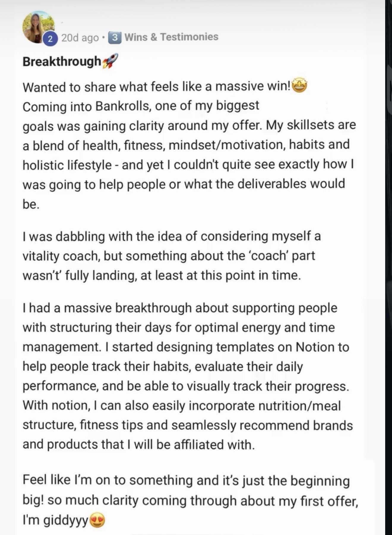 BANKROLLS post from Alyssa: Breakthrough
